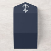 Navy Nautical Anchor All in One Wedding Invite Uitnodiging (Buitenkant)