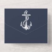 Navy Nautical Anchor All in One Wedding Invite Uitnodiging (Achterkant)