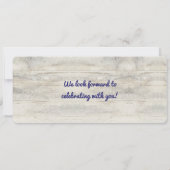 Navy Nautical Anchor Boarding Pass Trouwticket Kaart (Achterkant)