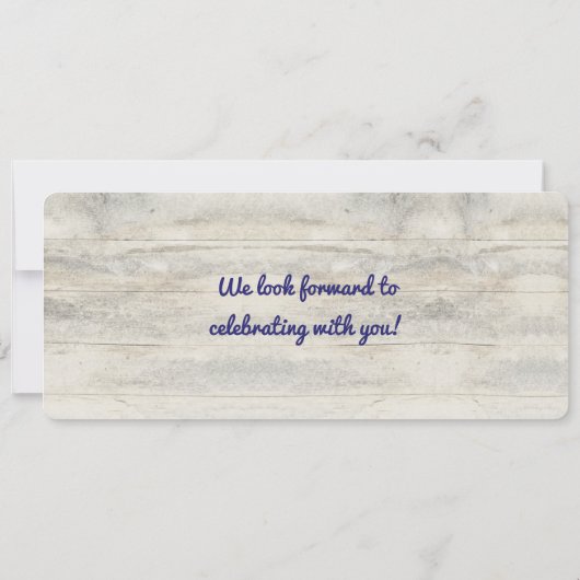 Navy Nautical Anchor Boarding Pass Trouwticket Kaart (Achterkant)