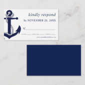 Navy Nautical Anchor RSVP Wedding Enclosure Card Informatiekaartje (Voorkant / Achterkant)