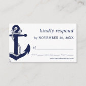 Navy Nautical Anchor RSVP Wedding Enclosure Card Informatiekaartje (Voorkant)