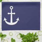 Navy Nautical Anchor Theedoek (Gevouwen)