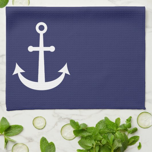 Navy Nautical Anchor Theedoek (Gevouwen)