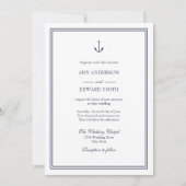 Navy Nautical Anker Families Bruiloft Uitnodiging (Voorkant)