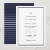 Navy Nautical Anker Families Bruiloft Uitnodiging (Voorkant / Achterkant)