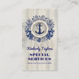 Navy Nautical Anker Rustiek Driftwood Visitekaartje