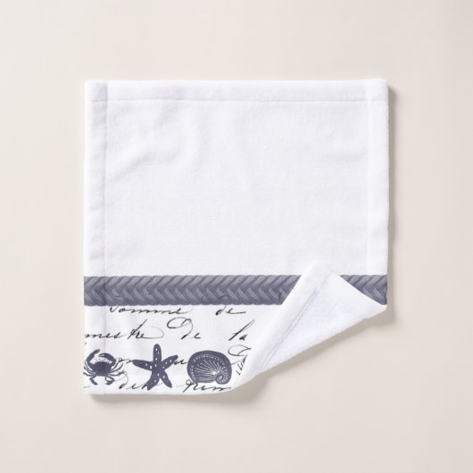 Navy Nautical Bad Handdoek (Wasdoekje)