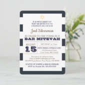 Navy Nautical Bar Mitzvah Uitnodiging (Staand voorkant)