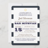Navy Nautical Bar Mitzvah Uitnodiging (Voorkant)