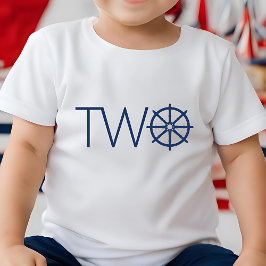 Navy Nautical Boy's 2e Verjaardag Schip's Wiel Hel Kinder Shirts