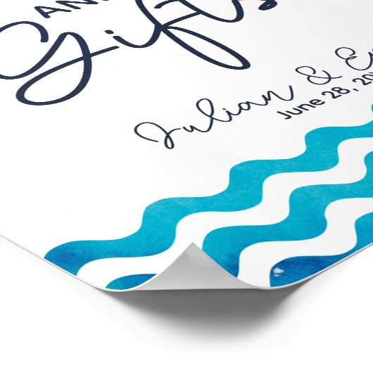 Navy Nautical bruiloft cards & Gift print (Hoek)