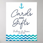 Navy Nautical bruiloft cards & Gift print (Voorkant)