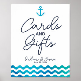 Navy Nautical bruiloft cards & Gift print