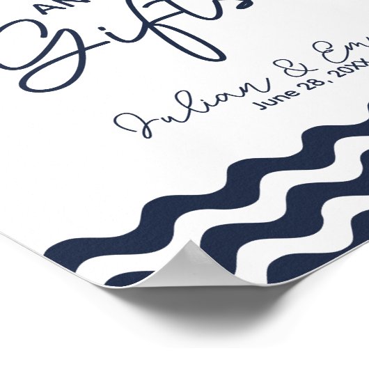 Navy Nautical bruiloft cards & Gift print (Hoek)