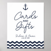 Navy Nautical bruiloft cards & Gift print (Voorkant)