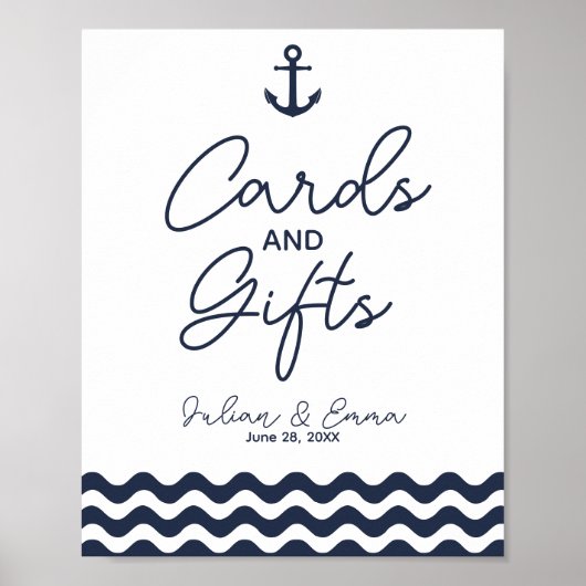 Navy Nautical bruiloft cards & Gift print (Voorkant)