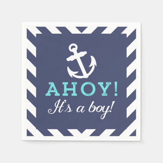 Navy Nautical Chevron Baby shower servetten (Voorkant)