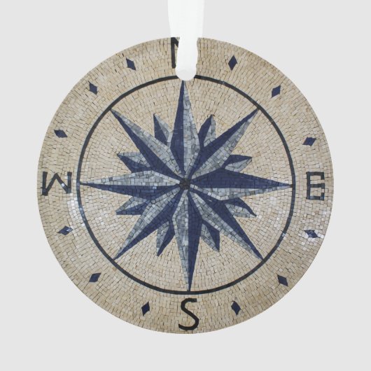 Navy Nautical Compass Noordoost-westmarmer Ornament (achterkant)