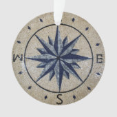 Navy Nautical Compass Noordoost-westmarmer Ornament (voorkant)