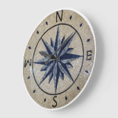 Navy Nautical Compass North South East West Marble Grote Klok (Hoek)