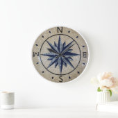 Navy Nautical Compass North South East West Marble Grote Klok (Huis)