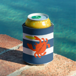 Navy Nautical Crab gepersonaliseerd Blikjeskoeler