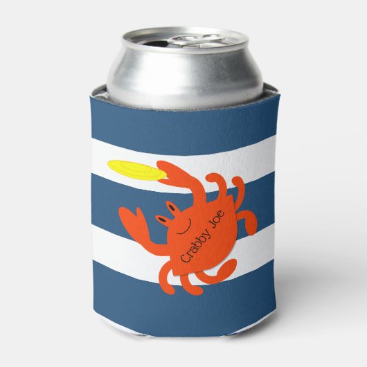 Navy Nautical Crab gepersonaliseerd Blikjeskoeler (Blikje Voorkant)