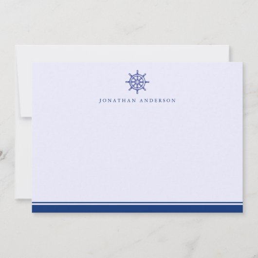Navy Nautical dacht dat de Helm Note Kaart Notitiekaartje (Voorkant)