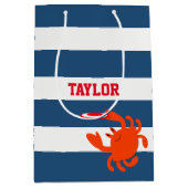 Navy Nautical Frisbee Crab, gepersonaliseerd Medium Cadeauzakje (Voorkant)