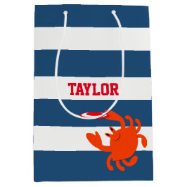Navy Nautical Frisbee Crab, gepersonaliseerd Medium Cadeauzakje