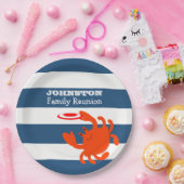Navy Nautical Frisbee Crab gepersonaliseerd Papieren Bordje (Feest)