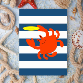 Navy Nautical Frisbee Crab Note Kaart