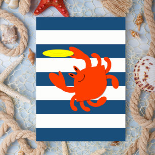 Navy Nautical Frisbee Crab Note Kaart