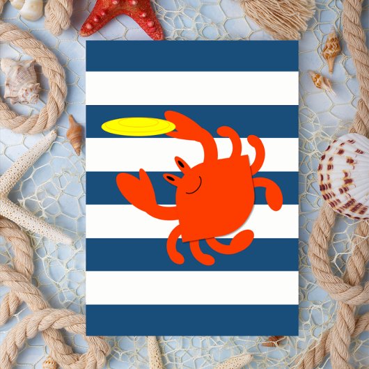 Navy Nautical Frisbee Crab Note Kaart