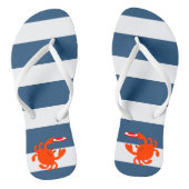 Navy Nautical Frisbee Crab Teenslippers (Voetbed)