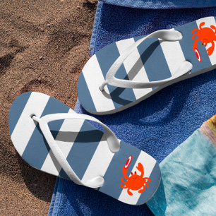 Navy Nautical Frisbee Crab Teenslippers