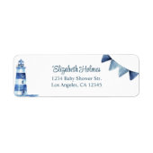 Navy Nautical Lighthouse Baby shower Adres Etiket (Voorkant)