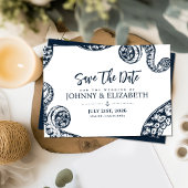 Navy Nautical Octopus Bruiloft Save The Date Kaart