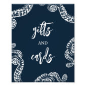 Navy Nautical Octopus Cadeaus en Kaart Trouwbord Foto Afdruk (Voorkant)