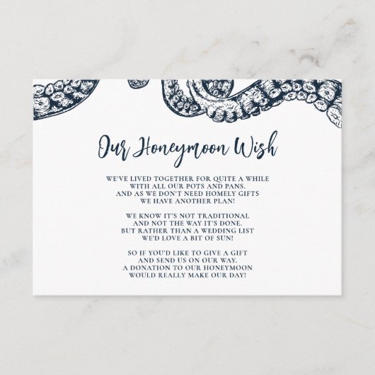 Navy Nautical Octopus Honeymoon wenst Kaart (Voorkant)