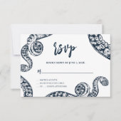 Navy Nautical Octopus RVSP Wedding Response Kaart (Voorkant)