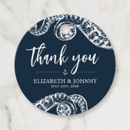 Navy Nautical Octopus Tentakel Wedding Favor Label