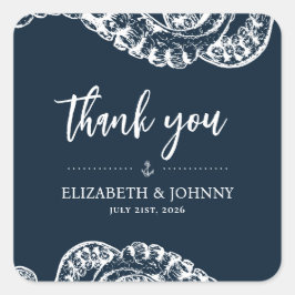 Navy Nautical Octopus Wedding Favors Stickers