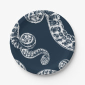 Navy Nautical Octopus White Tentacles Paper Bord (Voorkant)