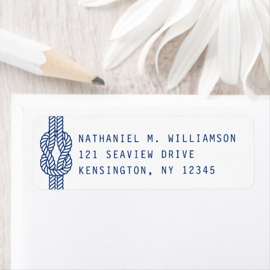 Navy Nautical Rope Return Address Label (Insitu)