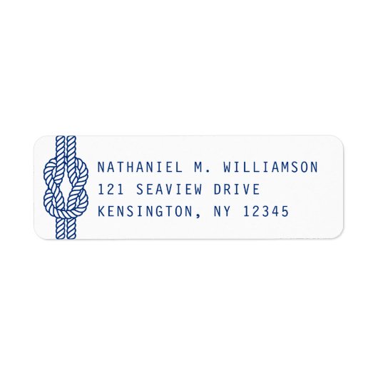 Navy Nautical Rope Return Address Label (Voorkant)
