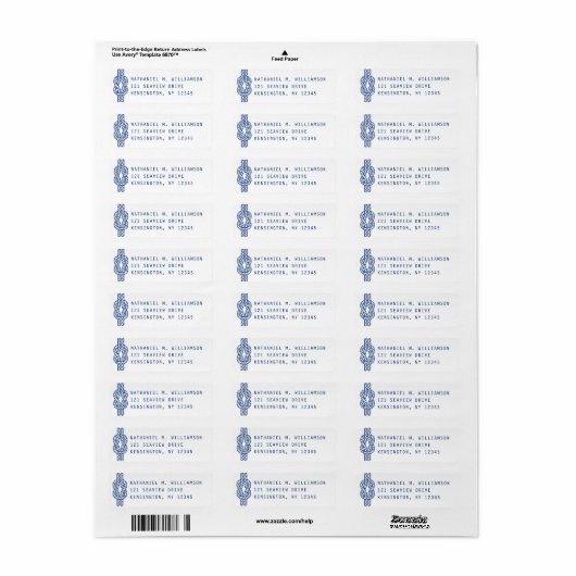 Navy Nautical Rope Return Address Label (Full Sheet)