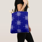 Navy Nautical Sailing Compass Tote Bag (Dichtbij)