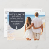 NAVY NAUTICAL SAVE THE DATE ANNOUNCCTION BRIEFKAAR AANKONDIGINGSKAART (Voorkant / Achterkant)